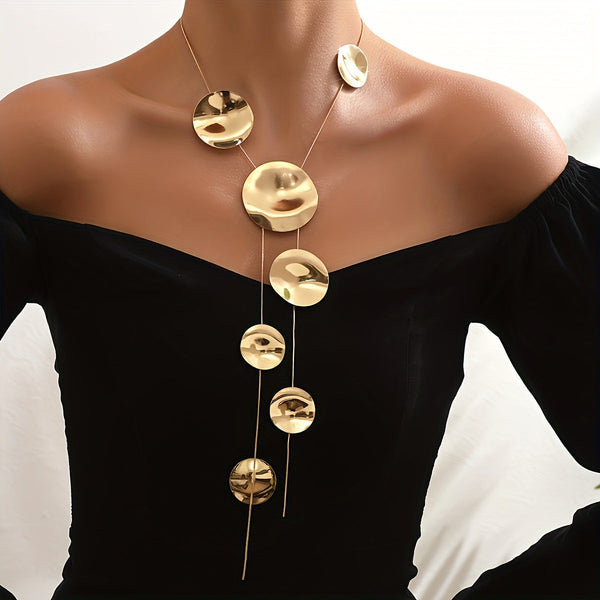 Elegant Textured Disc Necklace