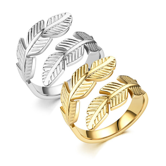 Elegant Feather Adjustable Ring